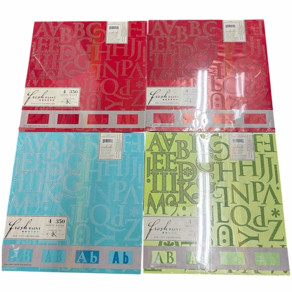 Chipboard Alphabet Sticker  Die-cut clipboard set of 4 16 sheets 1,400 pieces